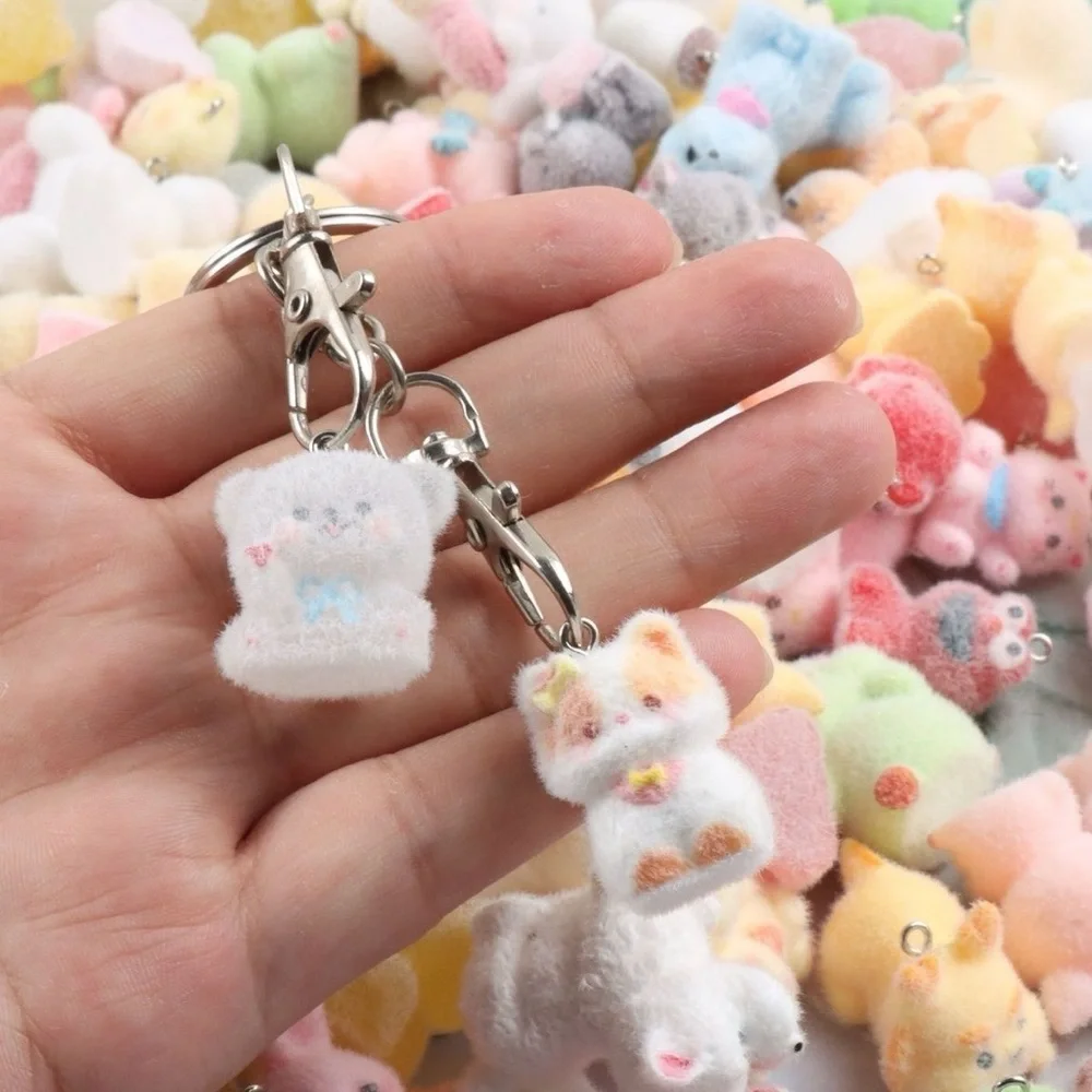 12PCs Random Cute Fuzzy Animal Pet Charms-Assorted Pastel Colors-Come w Straps